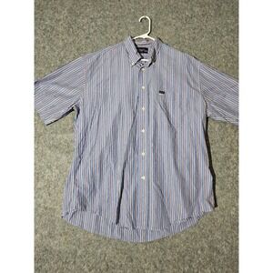Faconnable Mens XL Relaxed Fit Button Down Short Sleeve Striped Shirt